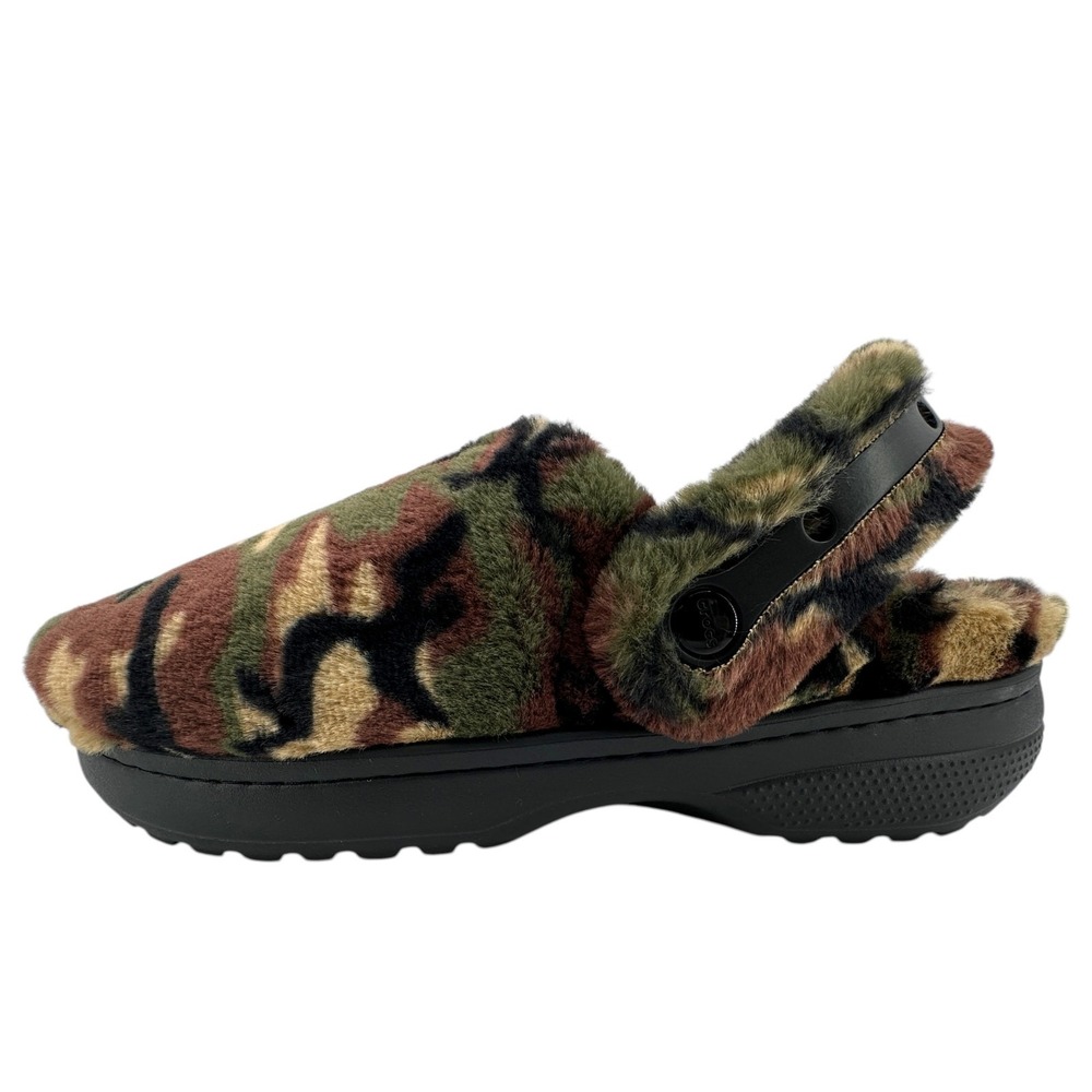 Crocs Classic Unforgettable Camo Clogs Army Green Mens 9 Womens 11 Fur Lined NEW